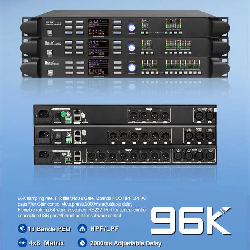 LM824RT Loudspeaker Management System DSP Professional Speaker  Digital Audio Processor Audio 96KHz 2 in 4 Out