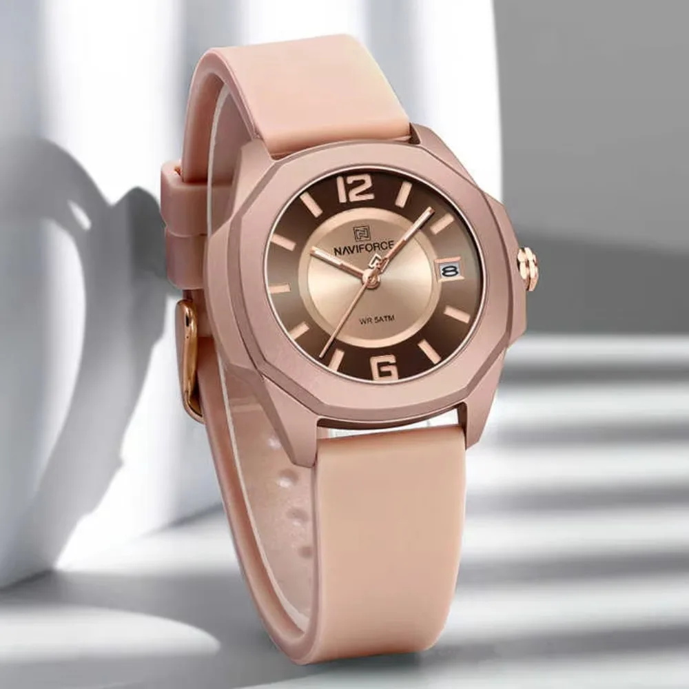 NAVIFORCE 7107 Quartz Women's Watch Waterproof Silicone Strap Watches for Women Relojes Para Damas Relogio Feminino ساعات نسائية