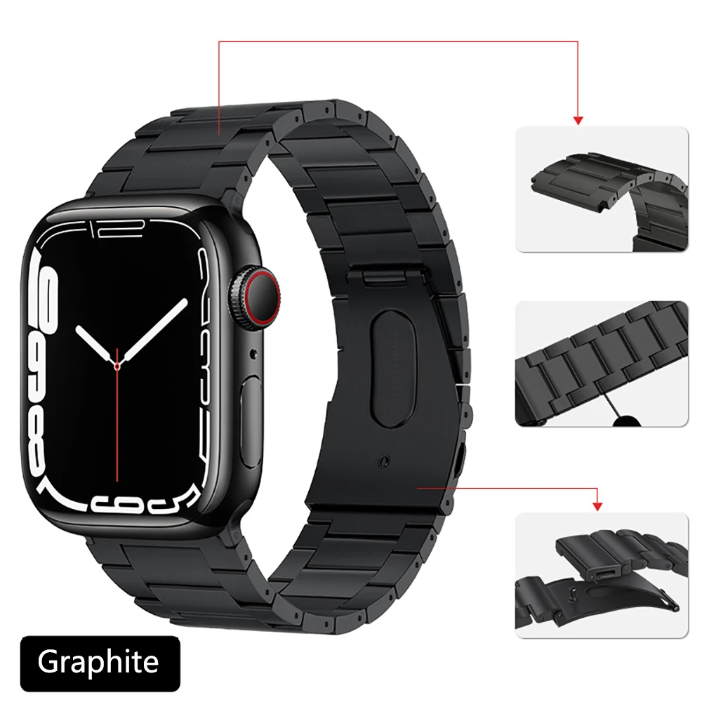 New Pure Titanium Strap for Apple Watch Ultra 49mm 8 7 45mm 41mm Metal Stainless Steel Wristband for iWatch 6543SE 44 40mm 42 38