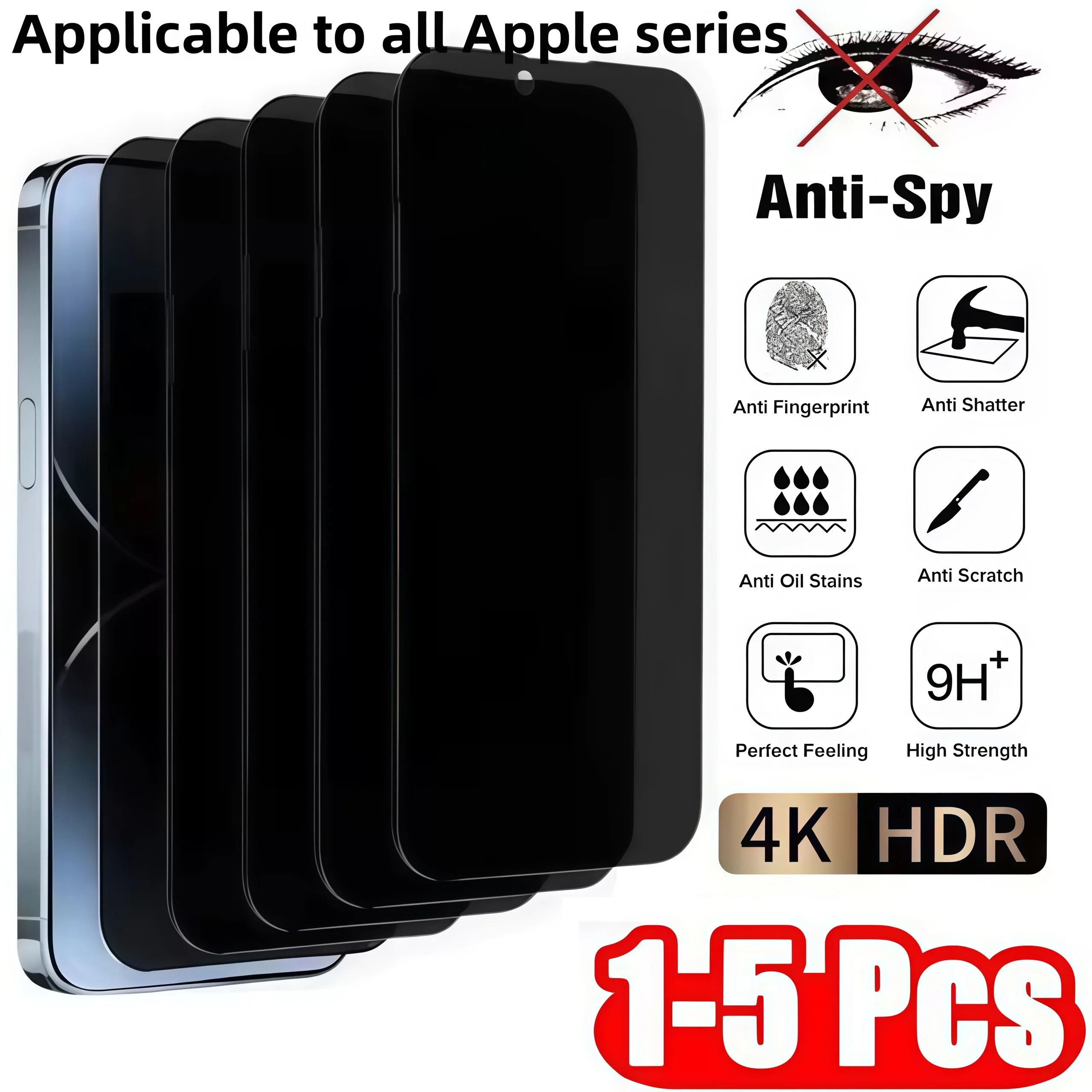 Protecteur d'écran Anti-espion, 1 à 5 pièces, pour iPhone 17 Air 16e 16 15 14 13 12 11 Xs Pro Max XR Plus mini, verre trempé, Peep de confidentialité