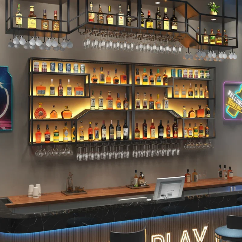 

Wine Bar Cottage Floating Shelf Buffet Cabinet Corner Glass Curio Minimalist Organizer Cellar Entrance Hall Mesas Furniture