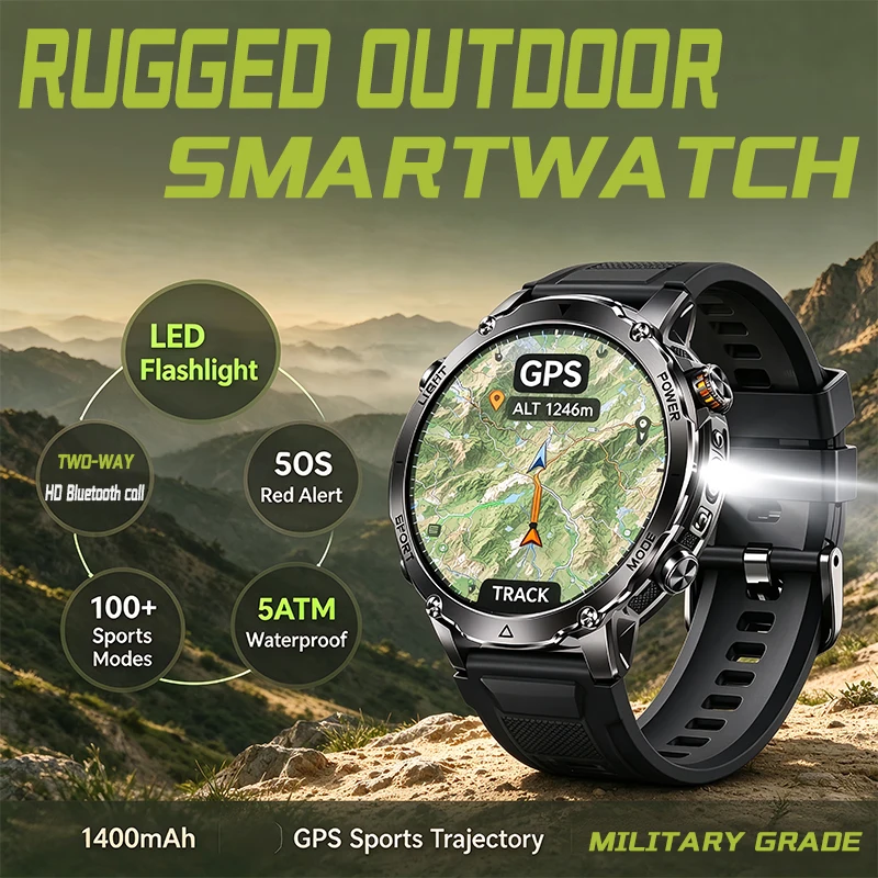2026 T-REX PRO Hiking GPS Smart Watch 1400mAh 1.7