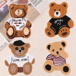 Cartoon Animal Plush Bear Hand-sewn Embroidery Large Patch Stickers DIY Hoodies Clothing Accessories Sewing Embroidery Emblem