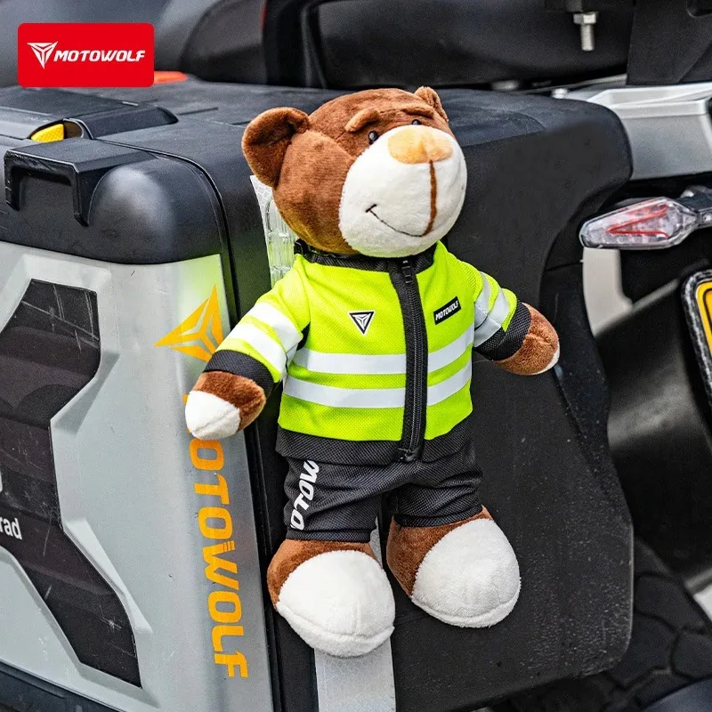 Motorcycle Decoration Bear Doll Pendant Decoration for Bike Motorbike Car Trunk Accessories Cute Cartoon Motorcycle Doll Bear