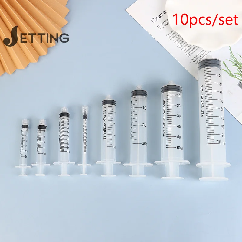 10pcs Luer Lock Syringes 1/2/3/5/10/20/30/5/100ml Plastic Syringe Nutrient Syringe Tools Sampler Measure Tool Parts