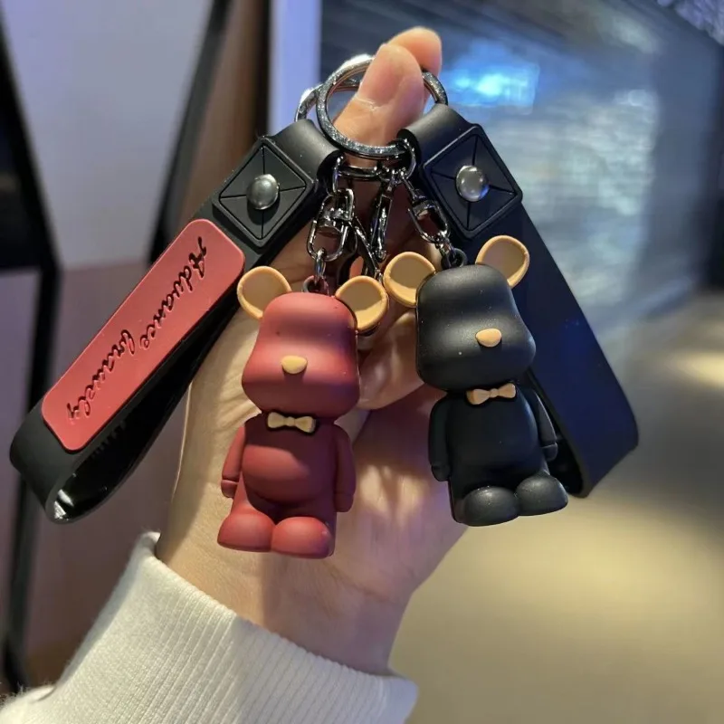 New Gloomy Collar Bear Keychain High Color Value Animation Cartoon Doll Shape Couple Creative Cute School Bag Car Pendant Gift