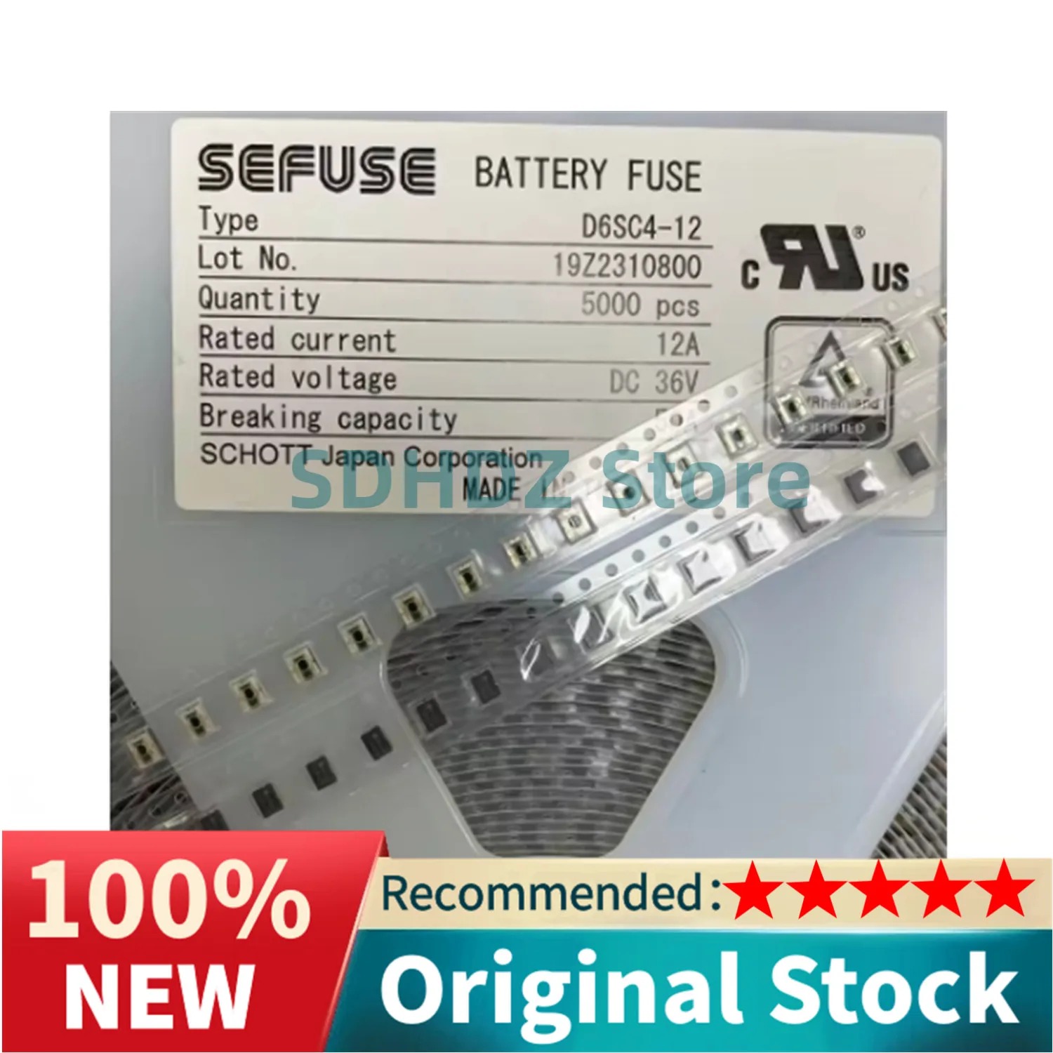 10pcs/lot D6SC4-12 12A 36V 4cells 100% NEW Three-terminal lithium battery fuse