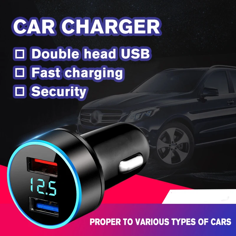 ZXNCAR Dual USB Car Charger 5A Fast Charing 2 Port 12-24V Cigarette Socket Lighter Car USBC Charger for Power Adapter ZXN21