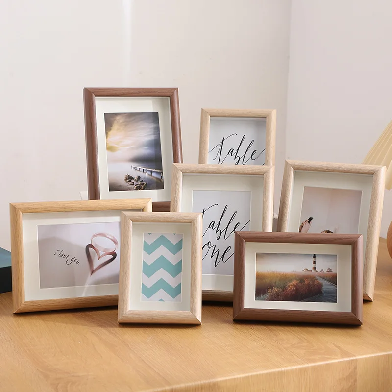 Modern Minimalist Walnut Wood Desktop Display Photo Frame 5 Inch 6 Inch DIY Picture Frame Home Decor Rectangle Density Board