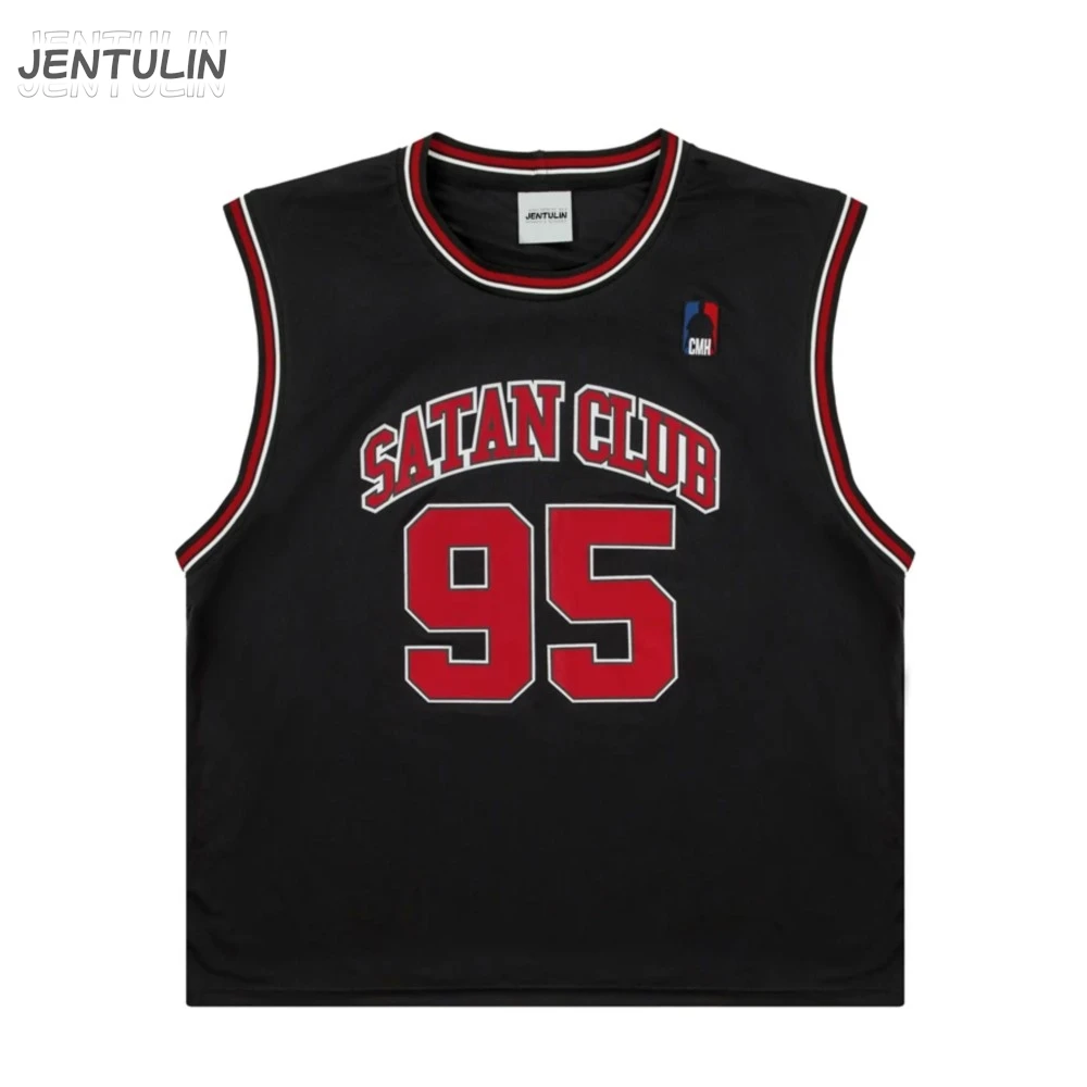 Harajuku Oversized Streetwear Men's Clothing Basketball Jersey SC95 Graphic Print Tank Top Hip Hop sleeveless Tops Goth Y2K Vest