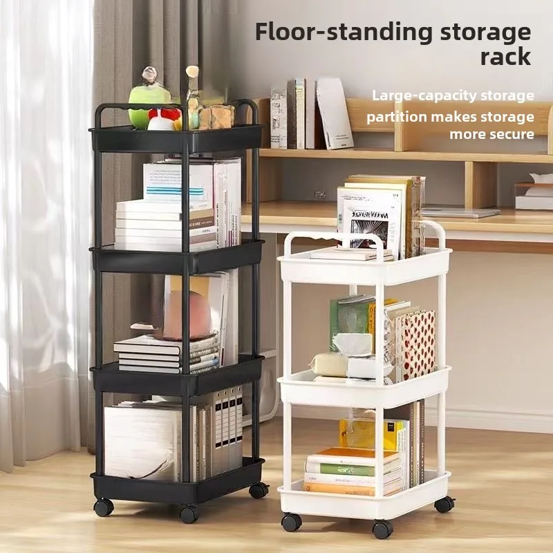 Kitchen Storage Mobile Kitchen Rack fruit and vegetables organizer Snack Storage Rack Shelf Floor Standing Multi-layer Bookshelf - Image 2