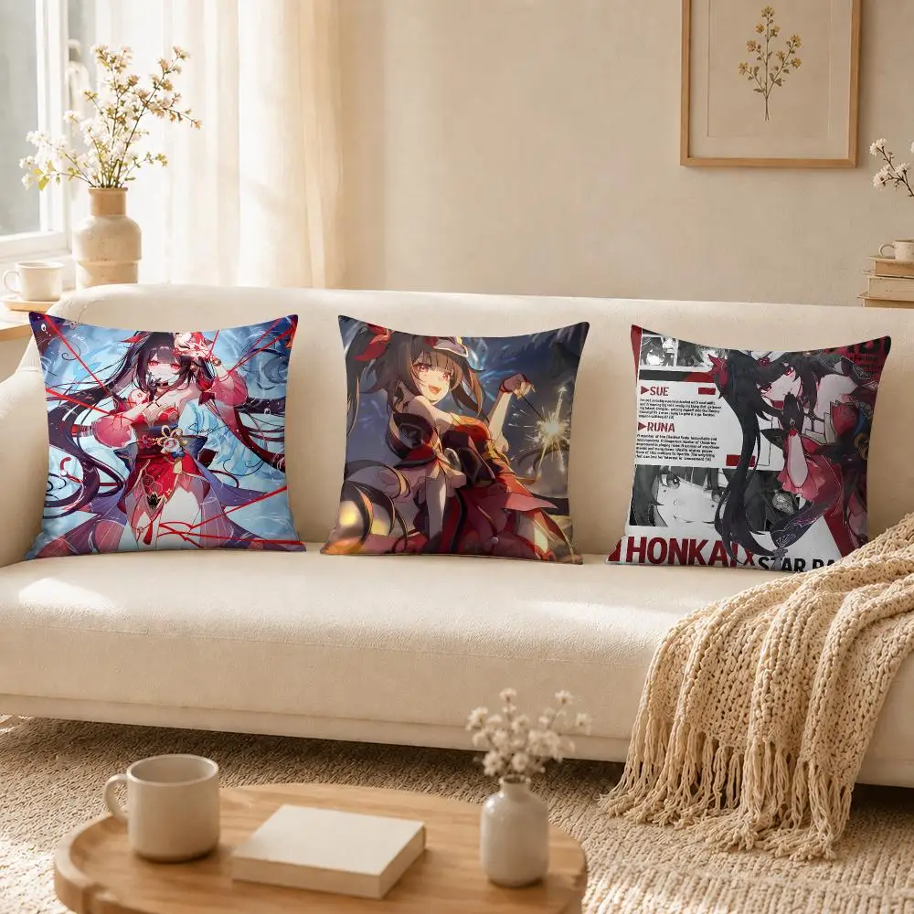 Honkai Star Rail Sparkle Cushion Cover Soft Short Plush Pillow Cases Hidden Zipper Cutecore Sofa Bedroom Home Decor Gift
