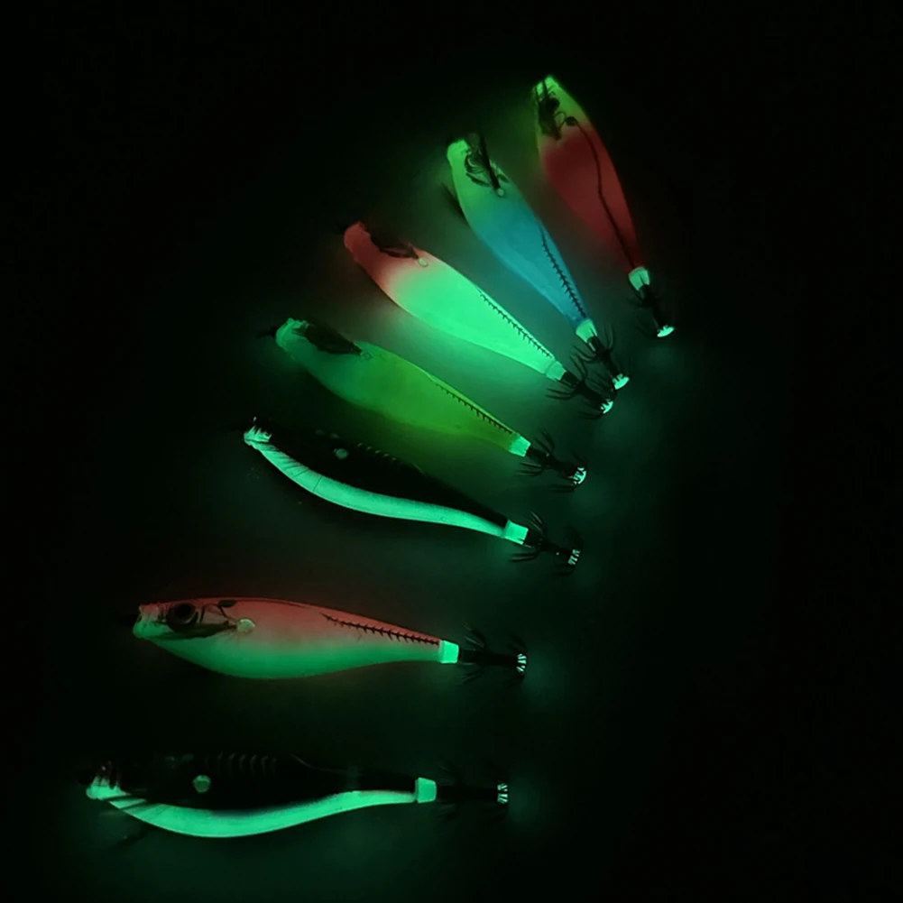 1-3 pçs 110mm 10.5g fluorescente isca de pesca embutido grânulo luminoso jigging isca brilho no escuro artificial lula gancho jigs enfrentar