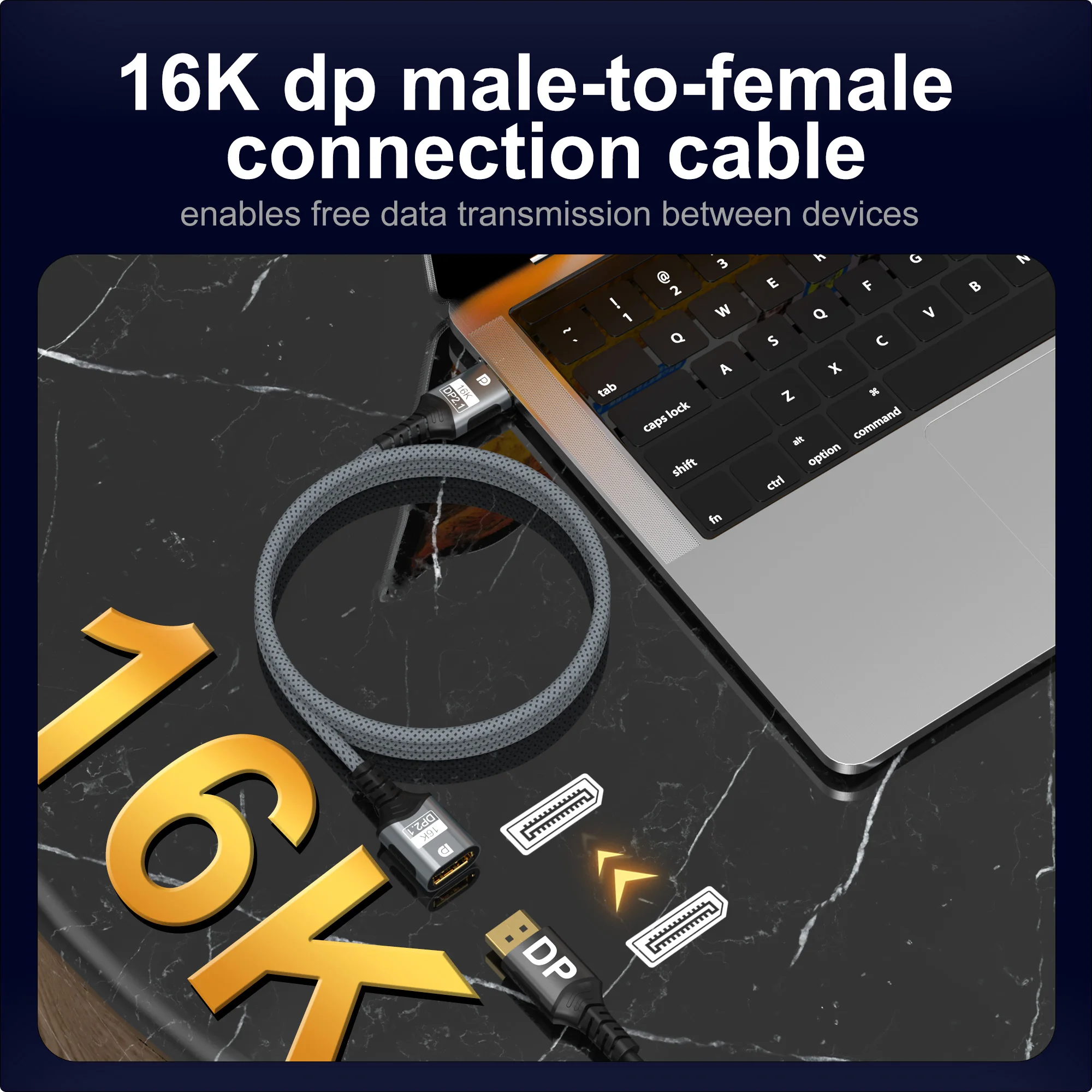 كابل تمديد DisplayPort 16K ذكر إلى أنثى DP 2.1 موسع 16K @ 30 هرتز (DSC) 8K @ 120 هرتز (DSC) 4K @ 240 هرتز لشاشة الكمبيوتر المحمول والتلفزيون #4