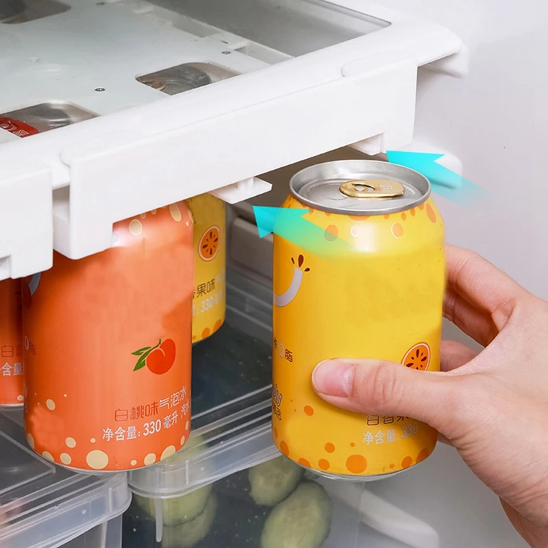 2Pcs Can Dispenser Beer Soda Storage Rack Refrigerator Organizer Soda Can Beverage Bottle Holder For Fridge Kitchen Organizer