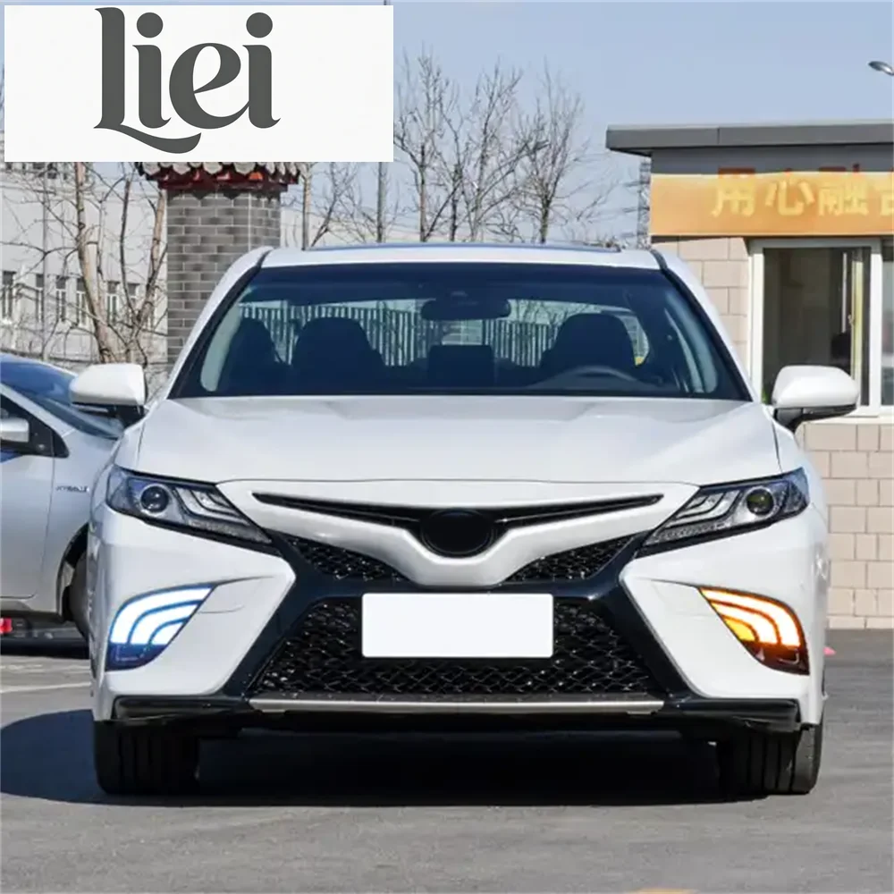 LIEI Car DRL LED Daytime Running Light For Toyota Camry SE XSE 2018 2019 2020 with yellow Turn signal Relay Fog lamp cover