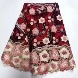 Elegant Nigerian 100% Cotton Soft Wax Lace 3D Flower Embroidery Cord 5Yards DIY Party Dress Material