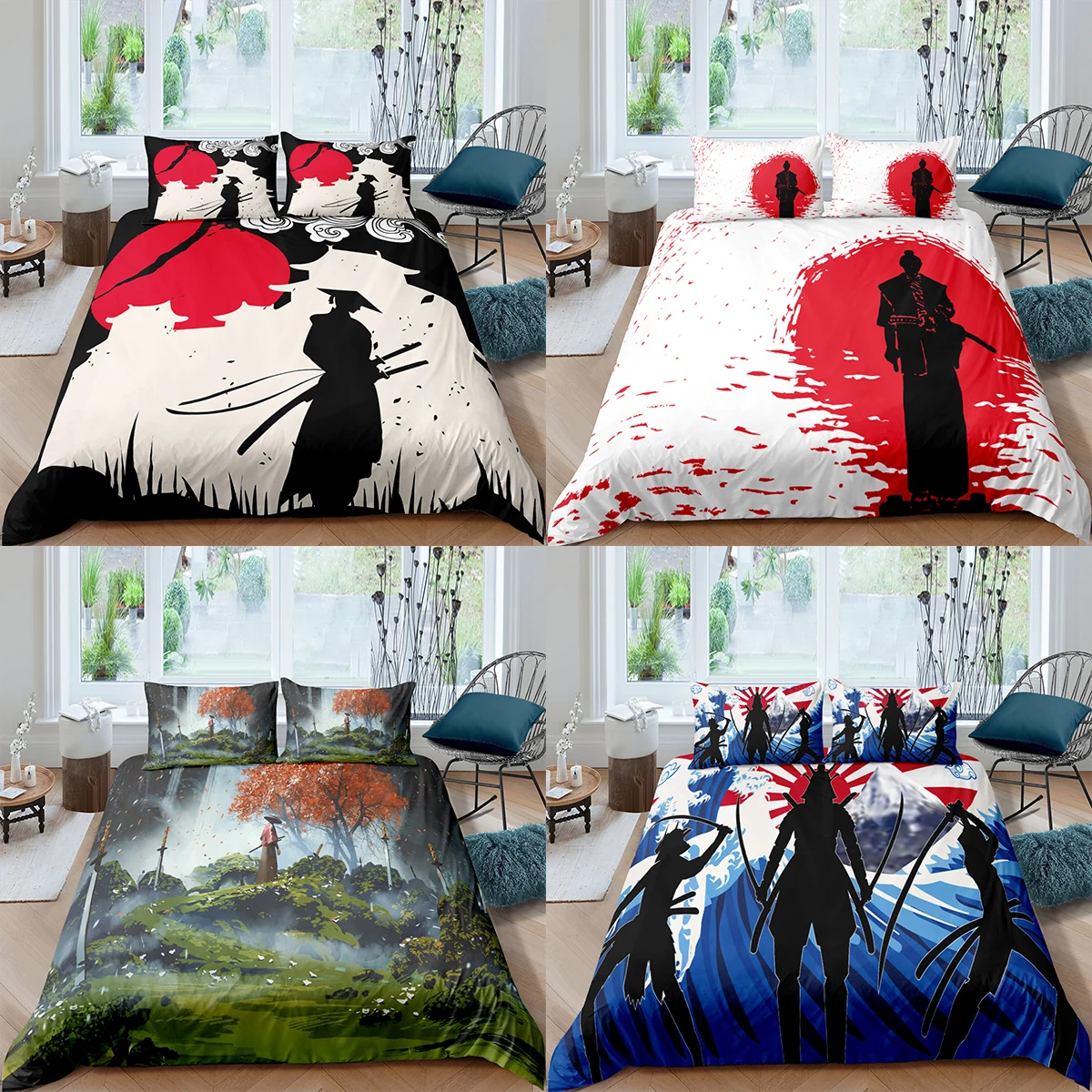 

Home Textiles Luxury 3D Samurai Warrior Duvet Cover Set Pillowcase Kids Bedding Set AU/EU/UK/US Queen and King Size Bedding