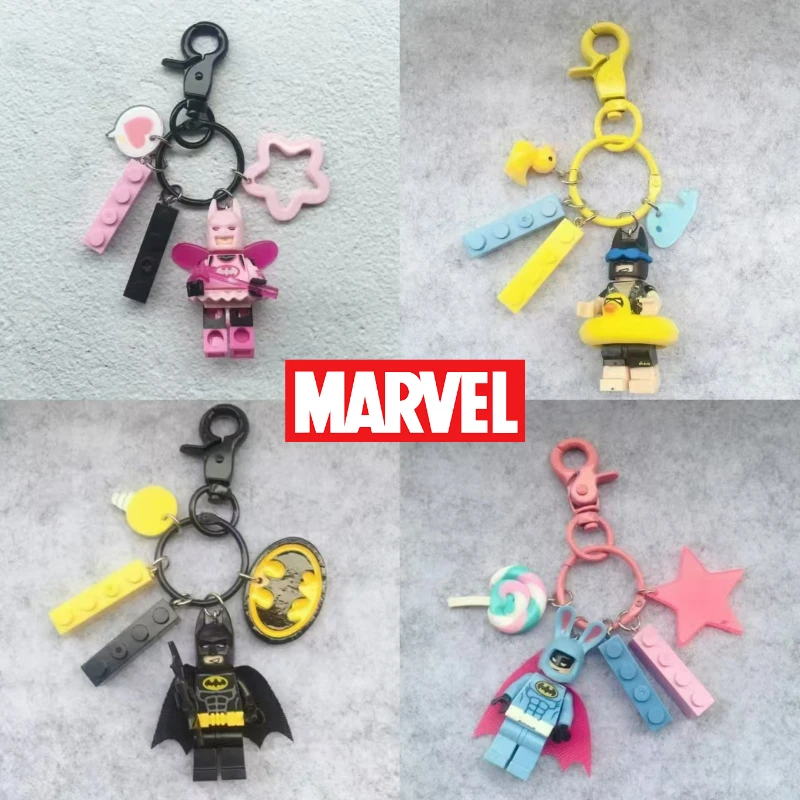 Super-heros Doll Keychain Comic Figure Batmans Funny Look Pendant Key Rings School Bag Accessories Birthday Fan Collection Gifts