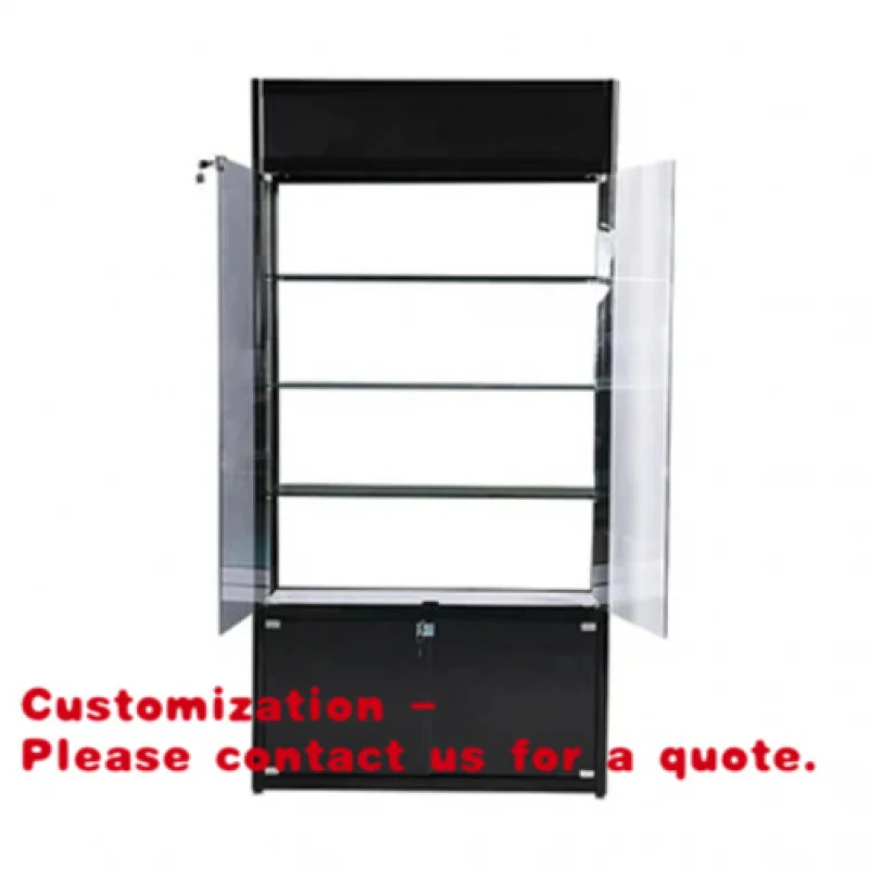 

custom.Modern Heavy Duty LED Lit Display Stand Customizable Glass Cabinet with Full View Wall Mount