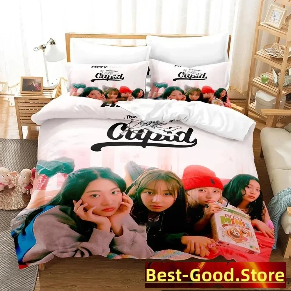 KPOP FIFTY FIFTY Merch Cupid Album Bedding Set Boys Girls Twin Queen King Size Duvet Cover Pillowcase Bed boys Adult