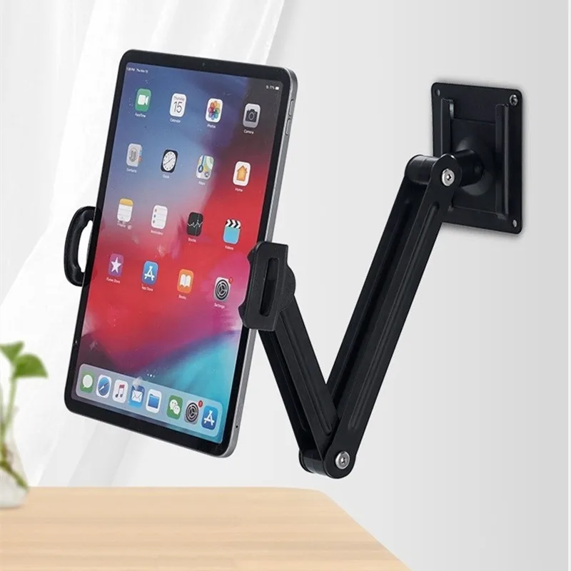 Long Arm Wall Mount Tablet Stand Kitchen Phone Holder  For iPhone iPad Tab Wall Holder Adjustable Metal Wall Stand With Screw