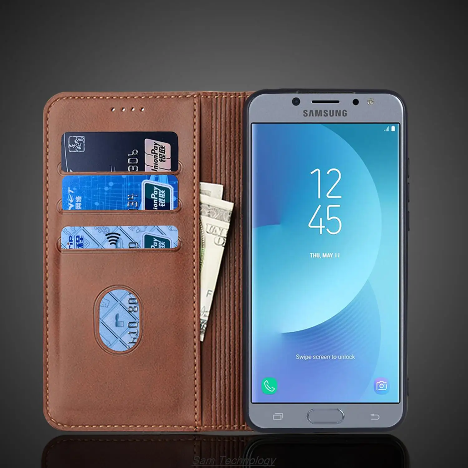 Magnetic attraction Leather Case for Samsung Galaxy J7 2017 J730F J730 Holster Flip Cover Case Wallet Phone Bags Fundas Coque view 5