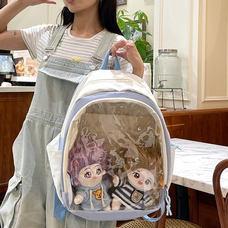 Transparent PVC Backpack School Bag Cartoon Daypack Aesthetic Hiking Rucksack