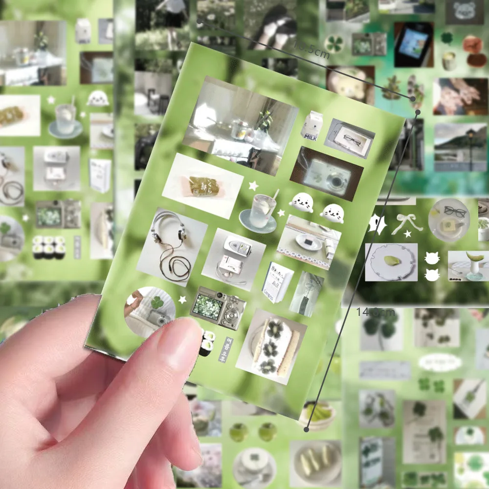 8 Pieces Green Series Stickers - Fresh Decorative Decals for Handbooks, Phone Cases & Notebooks BulingBulingStickers Store