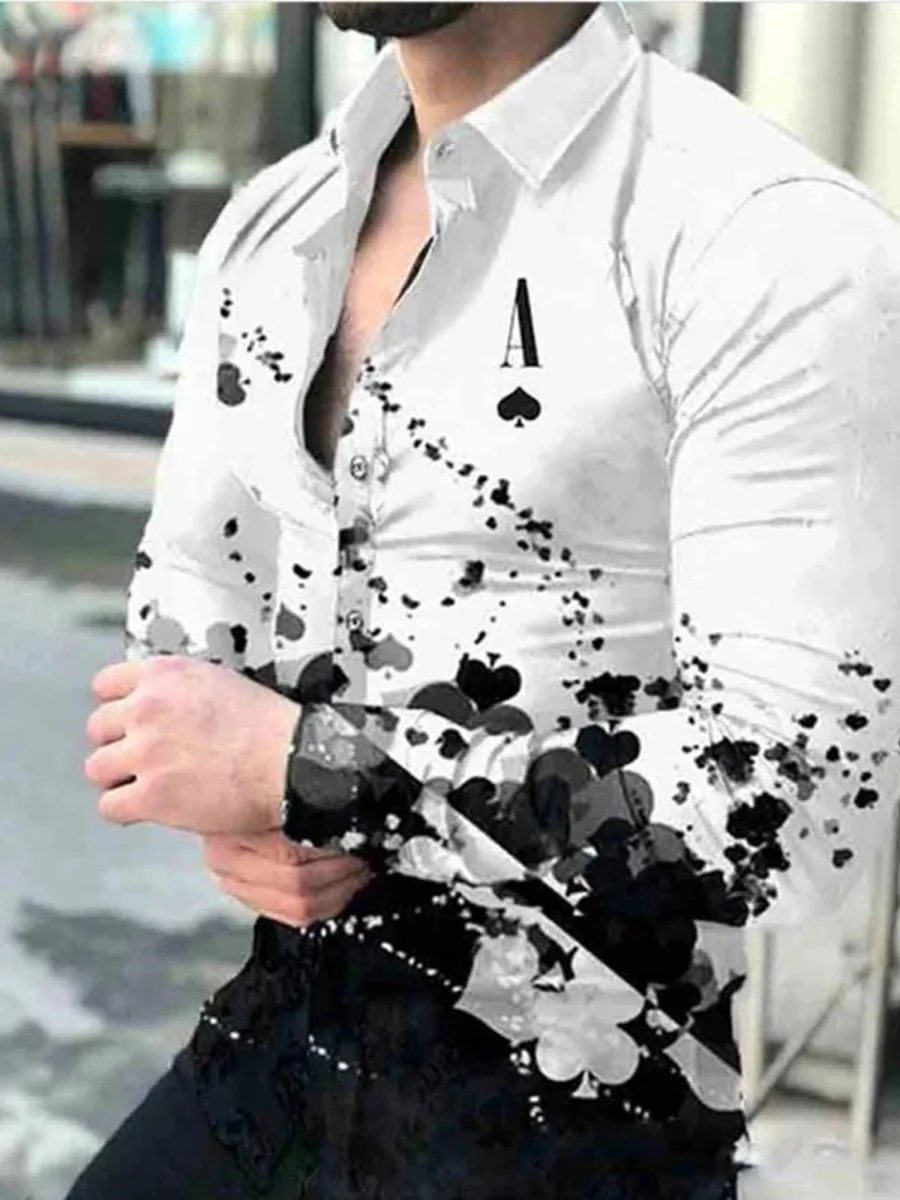 

Fashionable and luxurious men's shirt - single-button shirt - casual and simple patterned long-sleeved top - men's clothing