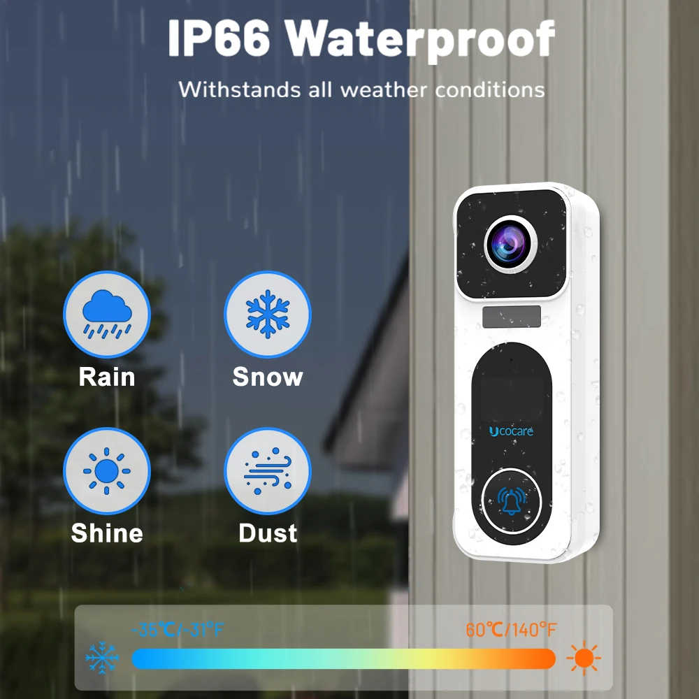 Imagem -05 - Ucocare-campainha de Vídeo sem Fio com Campainha Campainha ao ar Livre Campainha Wifi Detecção Humana Ip67 Impermeável x6 Suporte Alexa 4mp