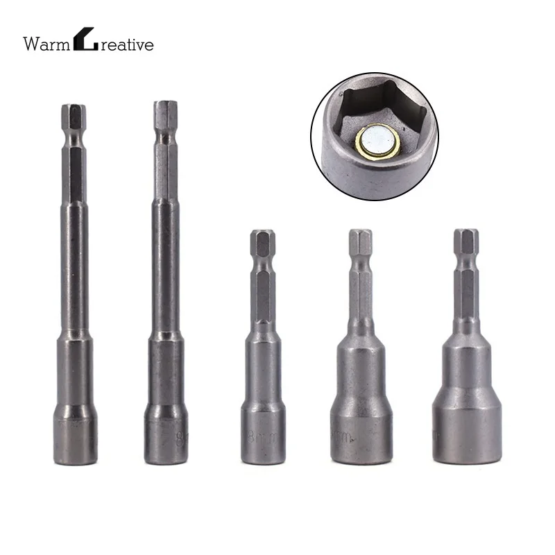 Hex Bit Socket Met Magnetische, 7Mm Tot 19Mm, 65Mm Lang, inbussleutel Slagvast Socket Voor Hand/Elektrische Boor