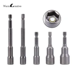 Hex Bit Socket with Magnetic, 7mm To 19mm, 65mm Long, Hexagon Socket Wrench Impact Resistant Socket for Hand /Electric Drill