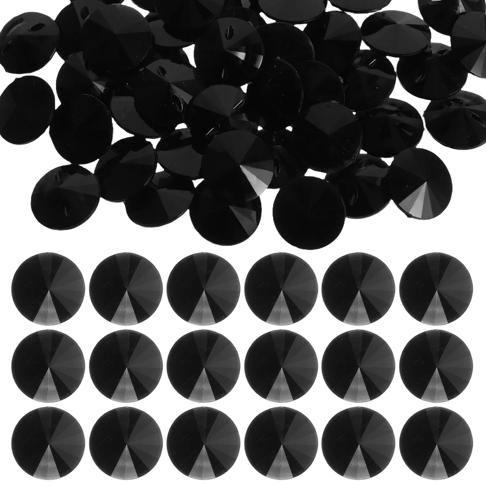 

50pcs Crystal Sweater Buttons Black Acrylic Rhinestones for Clothes Sew DIY Decor Embellishment Craft Round Large