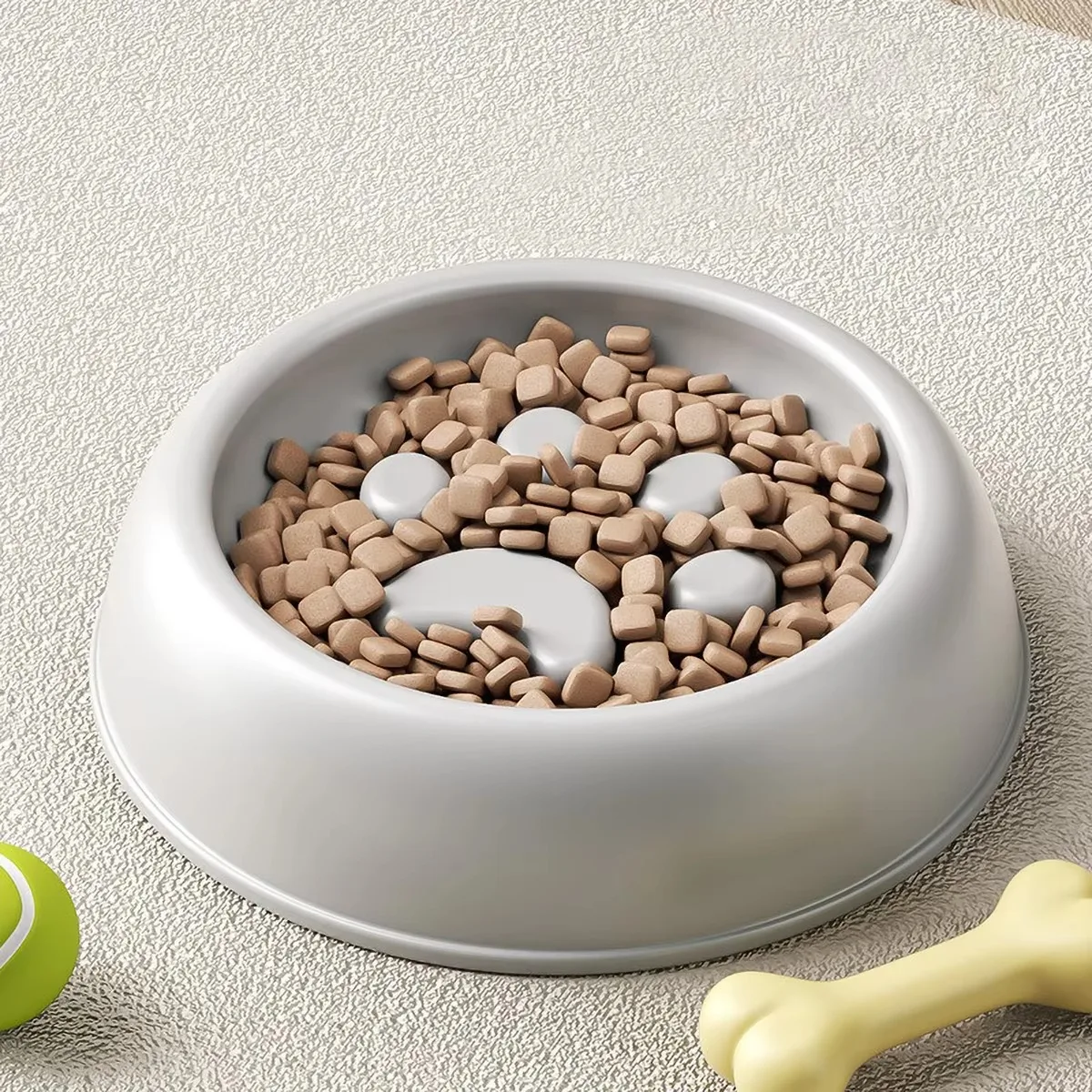 Pet Slow Feeder Bowl with Cat Paw Design, Food-Grade PP, Prevents Fast Eating, Easy to Clean