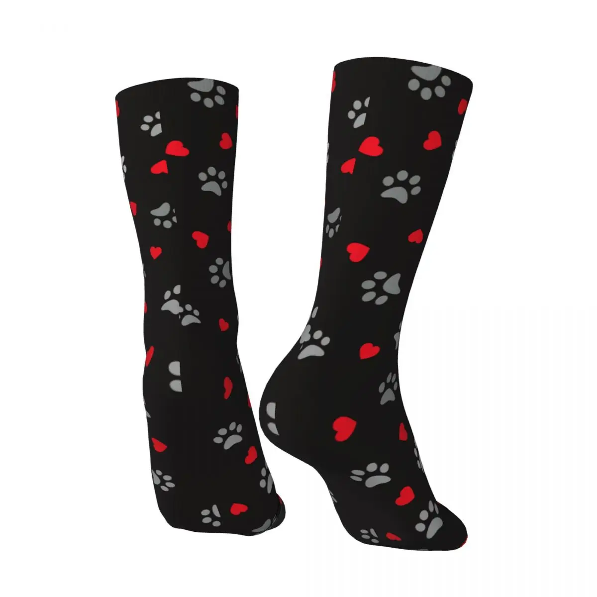 Happy Vintage Dog Footprint Kitten Puppy Heart Crazy Men's Socks Unisex Street Style Pattern Printed Funny Crew Sock Boys Gift