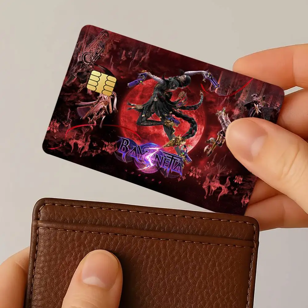 Juego Bayonetta 3 pegatinas de tarjetas de crédito piel para banco autobús Metro 4 Uds cubierta película regalo
