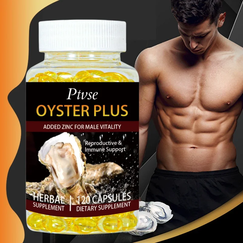 Ptvse Men's Supplement - Oyster Plus + Zinc, Vitality, Strength, Vegetarian Capsules