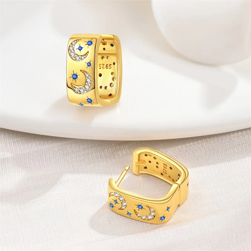 Hot Sale Classic Earrings 925 Silver Stars Pearl Bees Gold Hoop Earrings For Womens Engagement Wedding Proluxy Fine Jewelry Gift