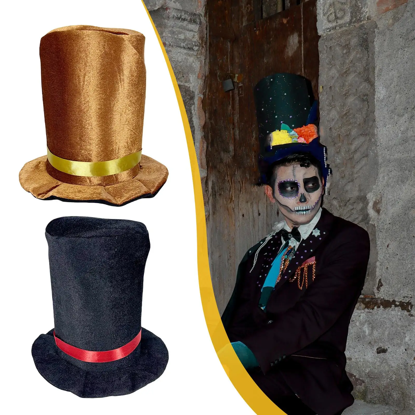 Adult Top Hat for Halloween Party Costume Magic Show Butler Velvet Hat Funny Dress Up Birthday Gift