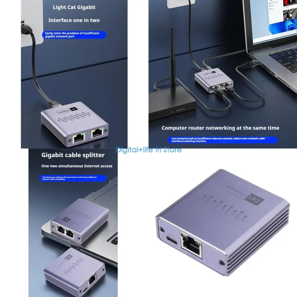E06D High Performances 1000Mbps Gigabit Ethernet Splitter for Gaming and Streaming