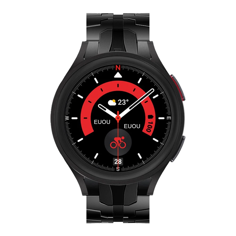 Pulseira de metal para samsung galaxy watch 5 pro 45mm/watch5 44mm 40mm/4 clássico 46mm 42mm sem lacunas pulseira de aço (titânio cinza)