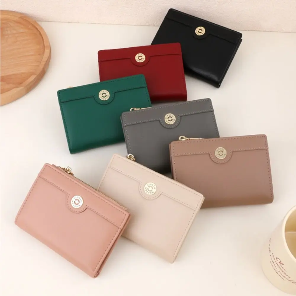 

Модный короткий кошелек из искусственной кожи на молнии с застежкой для кредитных карт, тонкий кошелек для монет для мужчин и женщин