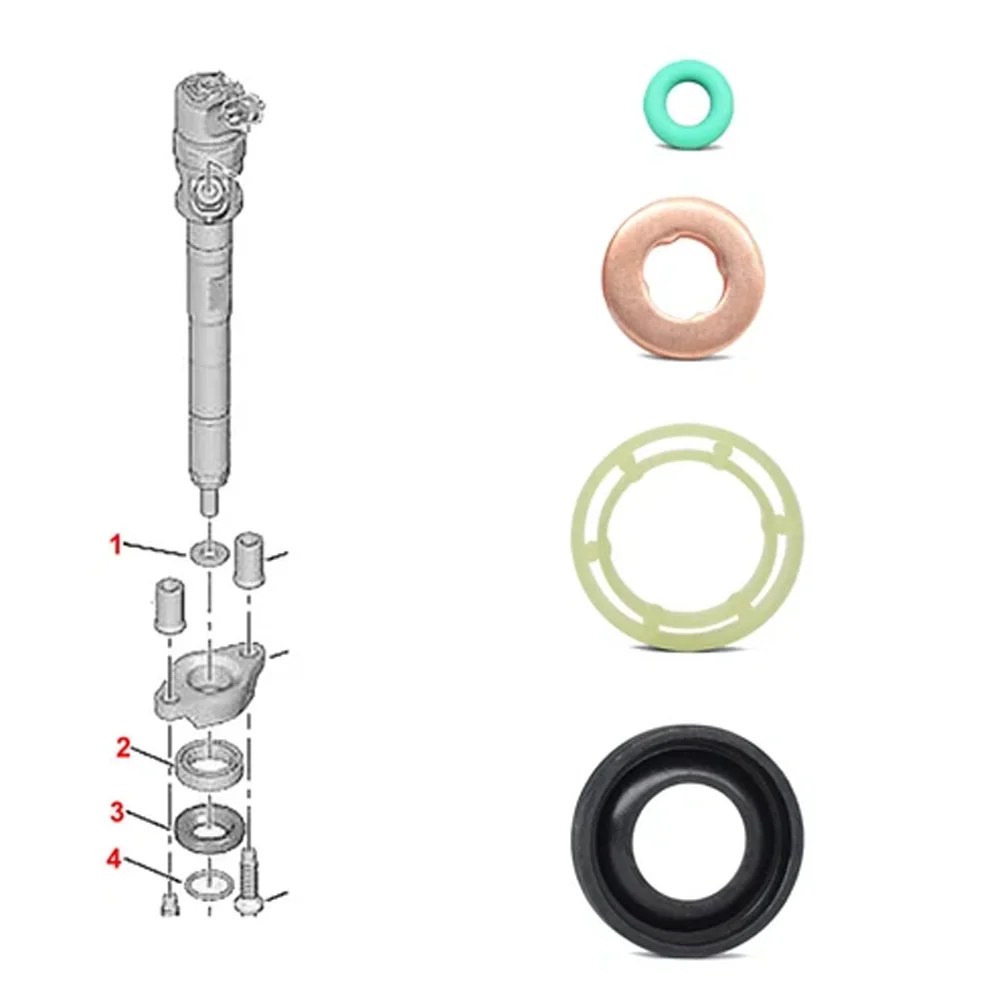 16Pcs O-Ring Washers Kit Flat Seal Ring Gasket Tool for Sump Plugs Oil Injector Repair Kit 1.6HDI Diesel Injector Seal Washer