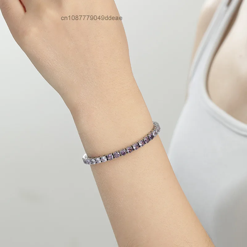 

S925 ожерелье Муассанит Хип-хоп Теннис Мода Циркон Нержавеющая сталь 3 мм 4 мм Муассанит Бриллиант 18 К Позолоченные Ювелирные Изделия Wom