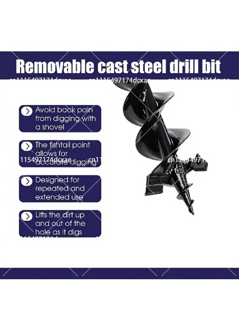 Earth Auger Garden Drill with Safety Bolt & Adapter, 800mm Spiral Drill for Pile Well Excavation Work