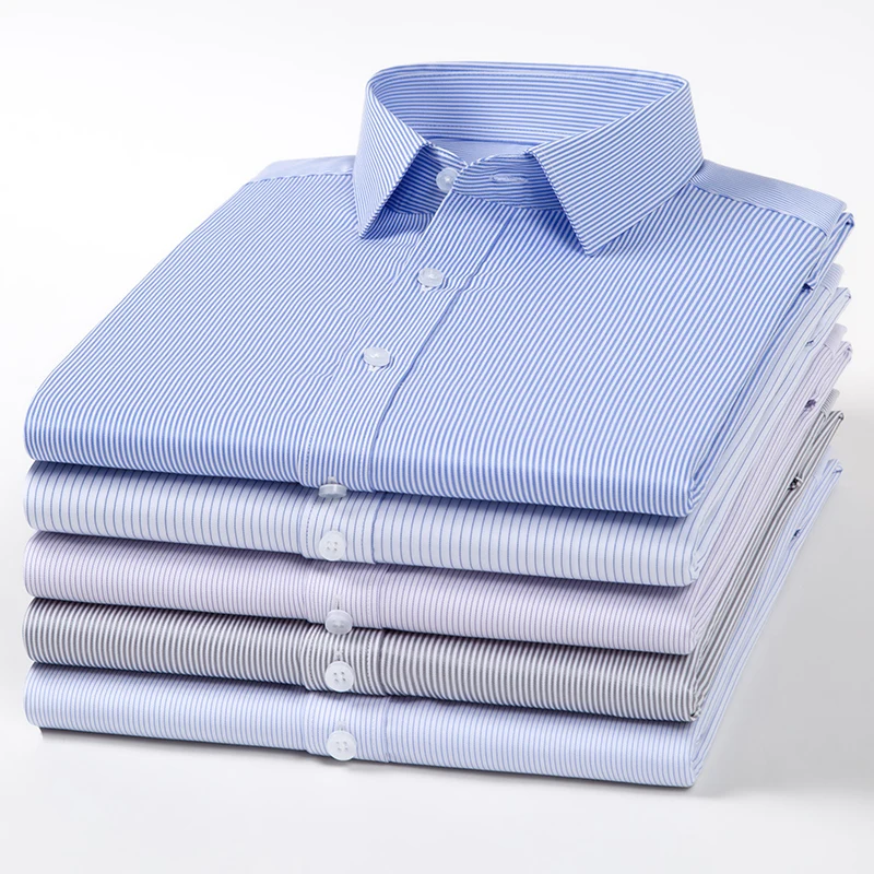 New Quality Elasticity Anti-Wrinkle Men Shirt Long Sleeves Dress Shirts For Men Slim Fit Camisa Social Business White Shirt
