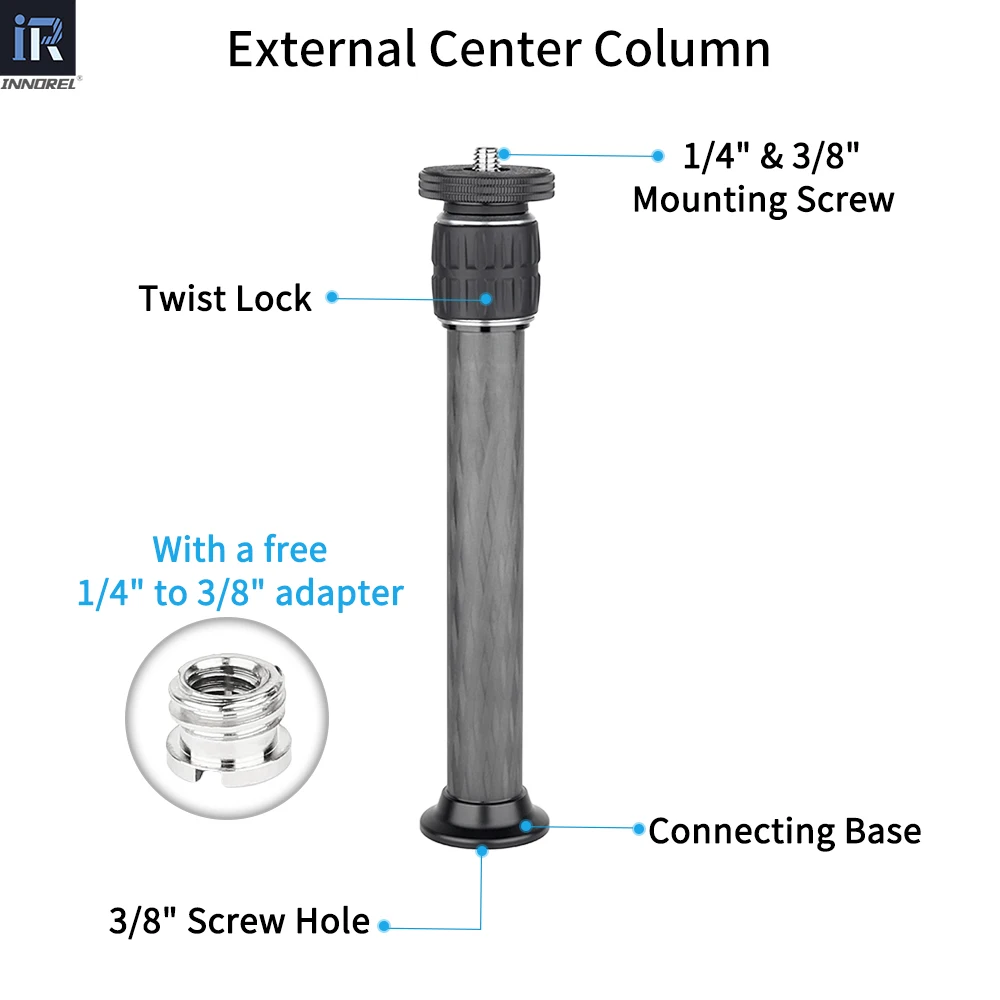 INNOREL Universal Tripod Center Column 10 Layers Carbon Fiber External Mid-Column Extension Rod for Tripod Monopod DSLR Camera