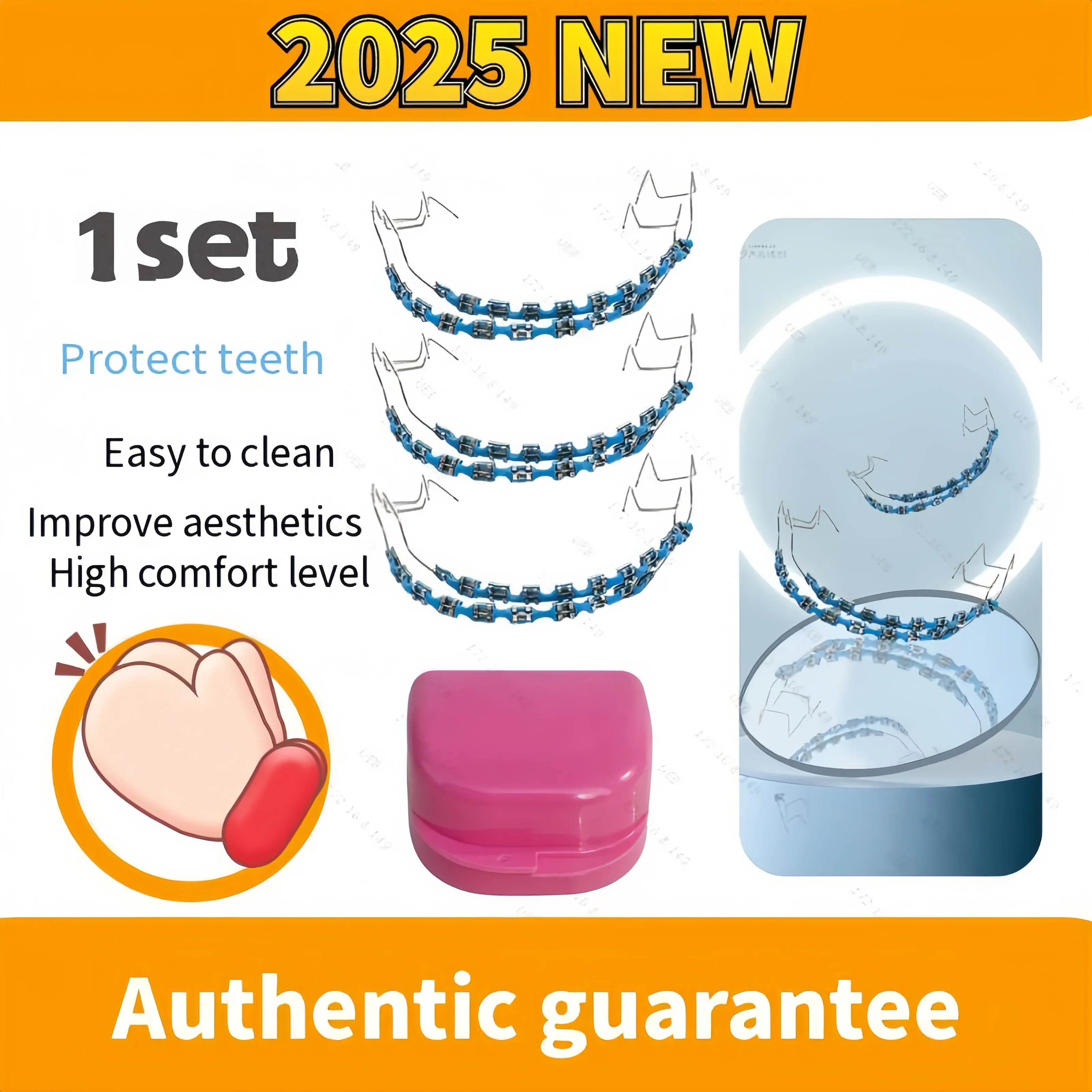 

1 комплект, поддельные брекеты, красочные брекеты для зубов, временные металлические провода, металлический кронштейн, ортодонтическая лигатура, стяжки для стоматологии