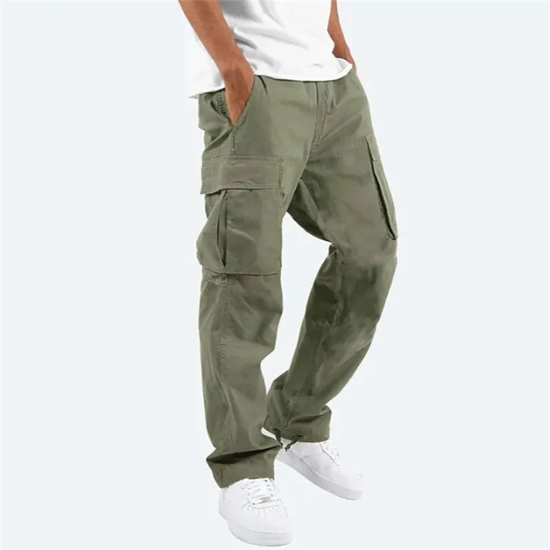 New trendy street-style men's long work pants with multiple pockets made of twill fabric and having a washed finish  cargo-hosen